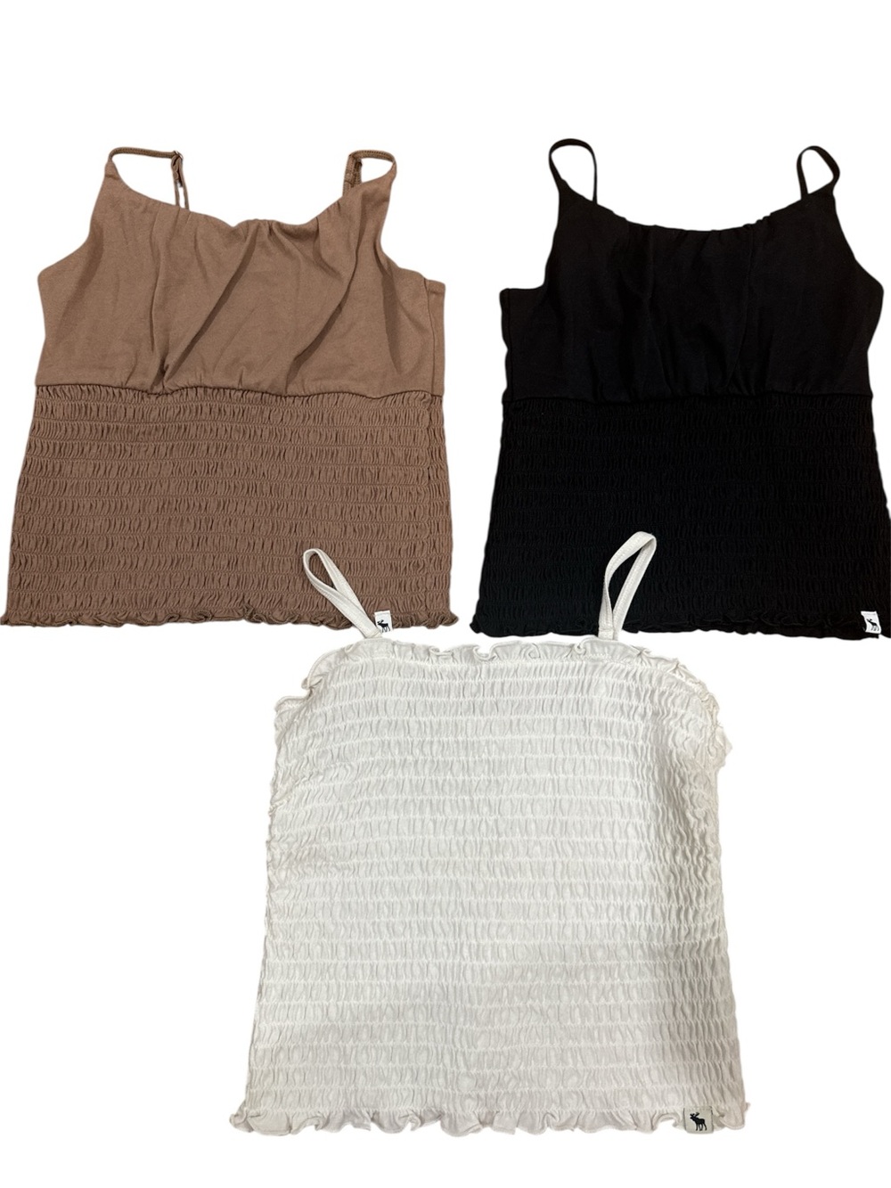 abercrombie kids Smocked Cami Trio in Navy, Brown, White
